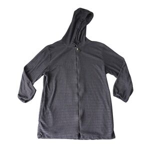 Dotti Women's Hooded Waffle Knit Zip Up Jacket Small S Casual Comfy‎ Gray